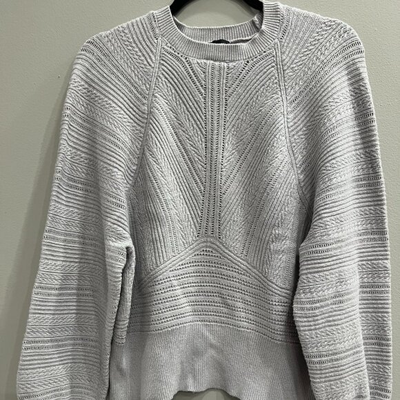 Express Sweaters - EXPRESS Textured, Light Weight Sweater - Silverish GRAY - Medium